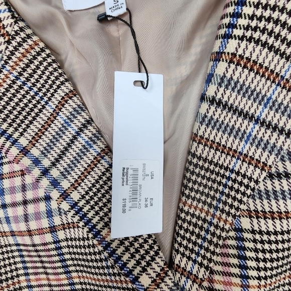 BB Dakota NWT Long Plaid Blazer Size Small - Picture 4 of 12